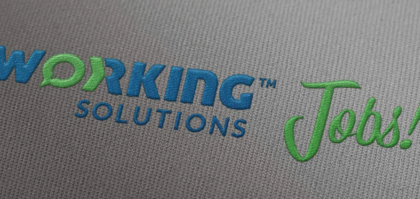 Embroidered Working Solutions logo with a green 'Jobs!' script